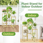 iDavosic.ly Plant Stand Indoor Outdoor, 6 Tier Corner Metal Flower Display Holder Shelf, Easy Assembly Folding Tall Orchid Rack for Patio Balcony Porch Garden Living Room House, Gold