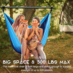 Hammock Chair, Portable Outdoor Hanging Rope Swing, Max 500 Lbs, Collapsible and Lightweight Nylon Parachute Hammocks Chair for Indoor, Backpacking, Travel, Backyard, Patio, Hiking (Navy,Blue)