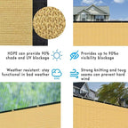 UPGRADE Privacy Fence Screen 4'x3' Sand Outdoor 90% Visibility Blockage 170 GSM Mesh Shade Cover Panels for Backyard,Balcony,Home Decoration with Zip Ties,Customized Avaliable