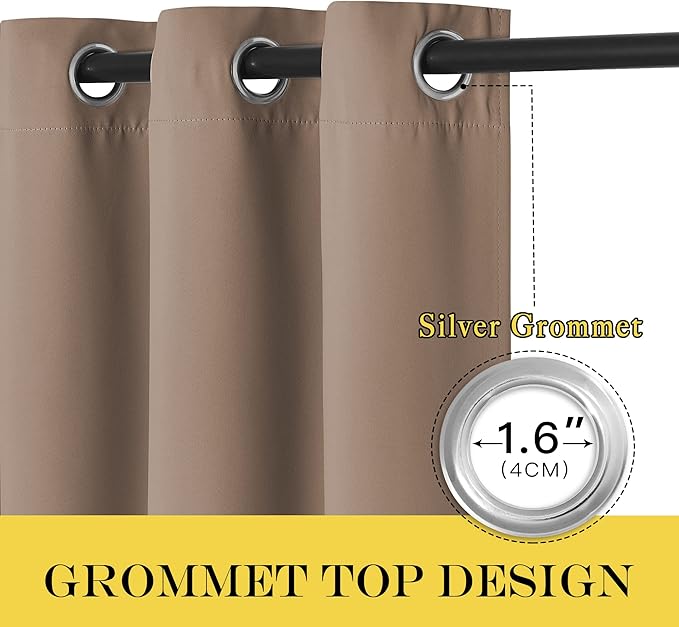 NICETOWN Room Divider Curtain 132 Inches Long, Wide Blackout Sliding Door Curtain for Bedroom, Room Darkening Privacy Window Curtain for Patio Door (1 Panel Set, Cappuccino, 80 x 132 Inch)