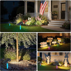 intelamp Solar Spot Lights Outdoor Waterproof, 4000mAh RGB LED Landscape Lights Warm White 3 Lighting Colors, IP65 Waterproof for Yard Driveway Tree Flag Garden Patio Outside Decor with Remote