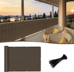 SUNNY GUARD Customized 2'6''x28' Brown Balcony Privacy Screen, 91% Shade by SUNNYGUARD