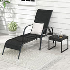 Giantex Patio Lounge Chair, Outdoor Chaise Lounge with 5 Adjustable Backrest, Sturdy Steel Frame, Sunbathing Recliner, Beach Chair, Tanning Chair for Outside, Yard, Balcony, Pool Chairs, Black