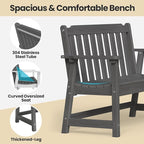 Ciokea 49" Heavy Duty Outdoor Bench Set of 2, HDPE Weatherproof Garden Bench, 2-Person Memorial Benches with 660 Lbs, Waterproof Patio Porch Benches for Outside Business Office Backyard, Dark Grey