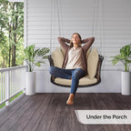 VINGLI 2.4 FT 1-Person Use Round Rattan Porch Swing Outdoor Support 440 LBS with Cushions & Adjustable Chains, Patio Wicker Swing Bench Chair for Garden, Yard, Lawn, Tree, Brown
