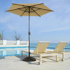 Abba Patio 7.5FT Lyon Outdoor Patio Umbrella Outdoor Table Umbrella with Push Button Tilt and Crank Market Umbrella 6 Sturdy Ribs UV Protection Waterproof for Garden Deck Backyard Pool Tan