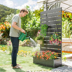Outsunny Raised Garden Bed with Trellis for Climbing Plants, Planter Box with Self Draining Gap, Freestanding Trellis Planter for Outdoor, Patio, Deck, 35.75" x 15" x 70.75", Black