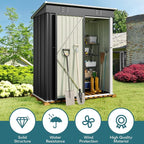 Storage Shed 5 x 3 ft Dark Gray Metal with Lockable Door