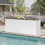 Metal Rectangular Outdoor Planter Box 36" x 15" x 24" White Steel Long Planter Spliced Flower Box with Partitions for Outside,Indoor,Garden (White, 36 * 15 * 24)