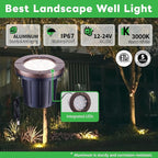 LED Well Light, In Ground Landscape Lights Low Voltage Outdoor, 12V IP67 Waterproof, Bright Wired Aluminum ORB for Patio Pathway Lawn 6W 580LM 4 Pack