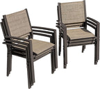 Flamaker Patio Chairs Textilene Outdoor Chairs Set of 6 Stackable Dining Chair for Backyard, Deck, Poolside (Beige)