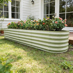 Gardmax Galvanized Raised Garden Bed, Lightweight Planter Boxes Outdoor with Easy Assembly, Large Garden Bed for Vegetables, Fruits, Flower Milk White 8FT