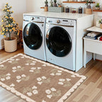 Outdoor Rug, 3x5 Tan Floral Entry Mat, Machine Washable