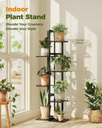 Bamworld Bamboo Plant Stand Indoor 6 Tiered Plant Shelf Outdoor Corner Plant Rack for Multiple Plants Flower Stand Plant Holder for Living Room Bedroom Balcony Patio Garden 48 Inch Black