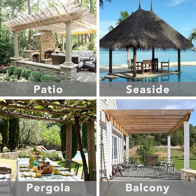 Easy-Going Outdoor Patio Curtains Detachable Tab Top Windproof Weatherproof Curtain for Cabana, Porch, Pergola and Gazebo, Tab Bottom Drape, 2 Panels, 110W x 120L inch, White