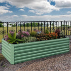 GarveeLife 6x3x2 ft Galvanized Raised Garden Bed, 24" Tall Metal Planter Box for Flowers Vegetables, Rust-Resistant Raised Garden Beds for Gardening, Easy Assembly Outdoor Garden Box & Planters, Green