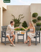 Patio Chairs Set of 2, HDPE Outdoor Dining Chairs with Wide Seat, All Weather Oversized Porch Chair for Garden, Backyard, Deck - Grey