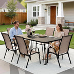 JEAREY Patio Dining Chairs Set of 6, Outdoor Stackable Dining Furniture Set, All Weather Dining Set for Lawn, Garden, Backyard, Poolside, Brown