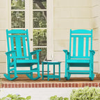 LUE BONA Rocking Chair Outdoor, Weather Resistant HDPS Plastic Rocker Chairs, 350lb Heavy Duty, Oversized Porch Rocker for Adult, High Back Smooth Rocking Chairs for Outdoor & Indoor, Aruba Blue