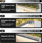 GSK 30" L White LED Metal Planter with Light Outdoor Illuminate Magnetic 3000K Lighting Strips Rectangular Flower Box Rectangle Trough Drainage Holes Indoor Patio Balcony Garden