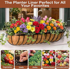 Legigo 4PCS 36 Inch Natural Trough Coco Coir Liners Planters Replacement, Pre-Formed Window Basket Coconut Coir Fiber Liner for Garden Window Flower Box Pots, Fence Trough Planter, Wall Planter Basket