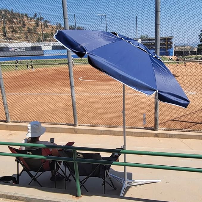 AMMSUN Shade Umbrella, Premium Portable Umbrella with Stand, 6.5ft Lightweight Free Standing Canopy for Sporting Games, Adjustable Instant Sun Protection and Easy to Carry, Navy Blue