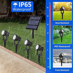 T-SUNUS Christmas Solar Garden Spotlight White Outdoor, 4-in-1 Spot Lights 6000K IP65 Waterproof 9.8ft Cable 5W Separated Panel, Auto On/Off Spotlights for Tree Yard Driveway Pathway Pond Halloween