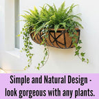 LaLaGreen 24 Inch, 2 Pack Window Boxes Planters – Black Metal Window Boxes for Outdoor Plant, Wall Mount Flower Pot with Coco Coir Liner, Attach to House Fence Balcony Herb for Patio Porch Garden
