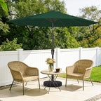 MEWAY 9ft Patio Umbrella Outdoor Table Umbrellas with Push Button Tilt and Crank, Market Umbrella 8 Sturdy Ribs for Deck, Garden, Pool and Backyard, Dark Green