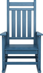 SERWALL Oversized Rocking Chair, Outdoor Rocking Chair for Adults, All Weather Resistant Porch Rocker for Lawn Garden, Blue
