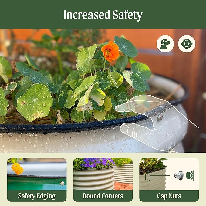 32" Extra Tall Raised Garden Bed Kits, 2 x 8 x 2.7ft Raised Planter Box Outdoor, 3.5 x 6.5 x 2.7ft Deep Root 9 in 1 Modular Metal Raised Beds for Gardening Vegetables Flowers Fruits - Olive Green