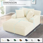 50 Inch Chaise Lounge Chair Indoor, Oversized Corduroy Upholstered Boneless Sofa Bed, Deep Seat Sleeper Couch Reading Chairs, Cloud Sofas Couches for Living Room, No Assembly Required (Beige)