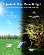 2 Pack Outdoor Solar Powered Spot Lights Waterproof Bright LED Spotlights Outside Uplighting for Yard Flag, Tree, Lawn, Garden, Backyard, House, Driveway, Super Focused Lens Spotlights, Warm White