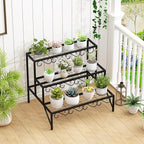 3 Tier Metal Plant Stand Outdoor Indoor, Heavy Duty Flower Pot Holder Display Shelf,Multifunctional storage rack for Patio Garden Livingroom Bedroom,Black