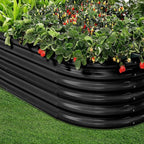 Land Guard 18“ Tall 4×2ft Galvanized Raised Garden Bed Kit, Galvanized Planter Garden Boxes Outdoor, Oval Large Metal Raised Garden Bed for Vegetables……… (Dark Grey, 4×2×1.5ft)