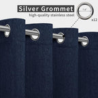 Easy-Going Linen Look Outdoor Curtains Waterproof Windproof Porch Curtains, Soft Thicken Outdoor Privacy Curtains for Patio, Gazebo, Grommet Top and Tab Bottom Drape, 1 Panel, 110x120 inch, Navy