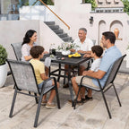 Patio Chairs Set of 8, Stackable Outdoor Dining Chairs for All Weather Textilene Fabric & Metal Frame, Outdoor Chairs Set for Backyard Deck Garden (Grey, Set of 8)