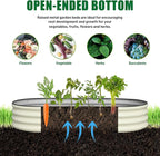 SnugNiture 2 Pcs 6x3x1ft Raised Garden Bed Kit, Outdoor Oval Metal Garden Planter, Ground Planter Box for Gardening Vegetables Flowers, White