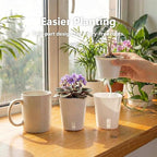 10 Pack 3 Inch Self Watering Pots for Indoor Plants, White Plastic Planters with Water Level Indicator, Drainage Holes & Wick, Small Plant Pots for Cuttings, Seedlings, Herbs, African Violets