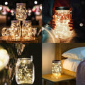 String Lights 8 Pack Solar Mason Jar Lid Lights with 30 LEDs