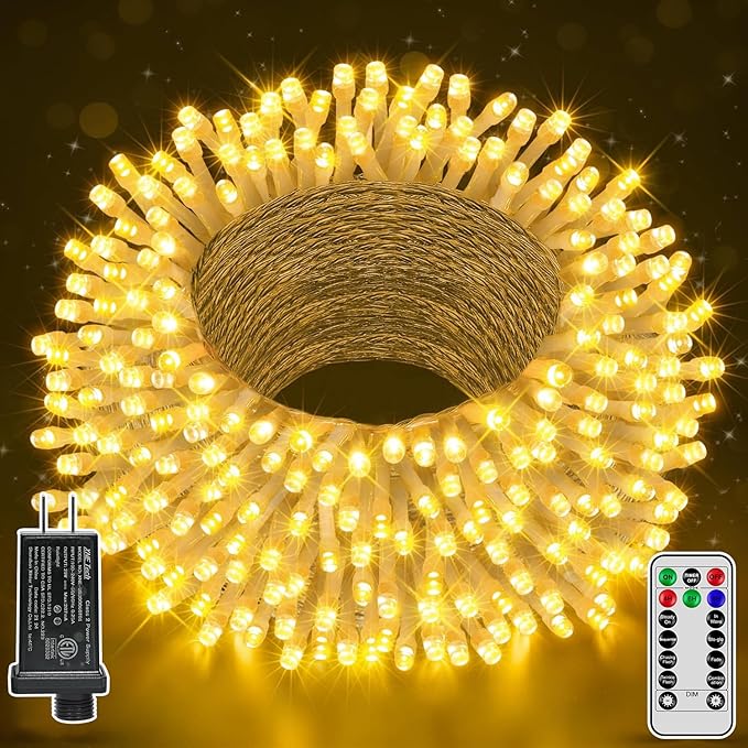 String Lights 196 FT with 600 LEDs, Warm White, Waterproof