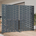 Casaphoria Metal Privacy Screen Outdoor, 72" H x 47" W Freestanding Decorative Privacy Screen for Patio Deck Balcony Garden with Stable Base, Darkgray-Square
