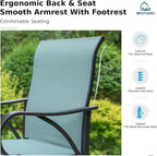 Bar Stools Set of 2, Swivel Patio Barstools with Armrests in Turquoise Blue