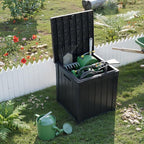 Deck Box 51 Gallon Black Resin Lockable Outdoor Storage Box