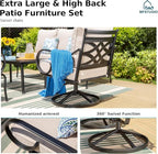 MFSTUDIO 7 Seats Metal Patio Conversation Furniture Sets, 6 Pieces Outdoor Sectional Sofa with 2 Swivel Chairs, 2 Fixed Chairs, 3-seat Sofa and Table for Outside Backyard Poolside Garden
