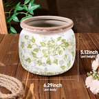 Flower Pot,Vintage Ceramic Pot for Planter with Drainage Holes, 6.29 inch Ice Crack Glazed Indoor Planters Pot for Indoor,Tucan Home Decor,Gardening Gifts (Mid-Century)
