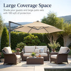 Best Choice Products 10ft Offset Cantilever Hanging Market Patio Umbrella, Smooth 360° Rotation, 8 Sturdy Ribs, Easy Adjustment - Sand