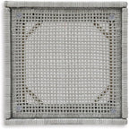 Signature Design by Ashley Seton Creek Contemporary Chic Outdoor All-Weather Resin Wicker End Table with Tempered Glass Tabletop, Gray & Light Brown