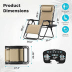 Homall Zero Gravity Chair Patio Folding Lawn Outdoor Lounge Gravity Camp Reclining Lounge Chair with Cup Holder Pillows for Poolside Backyard and Beach Set of 4 (Beige)
