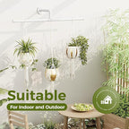 Bamworld Hanging Planters for Indoor Plants Plant Hanger Indoor Hanging Plant Holder Window Plant Shelves Metal Rod(Pot&Plant Not Included) 35.8in White